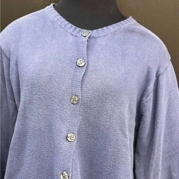 TWEEDS BRAND Cotton Button Front Cardigan LAVENDER SWEATER MED 1980s - Picture 3 of 7